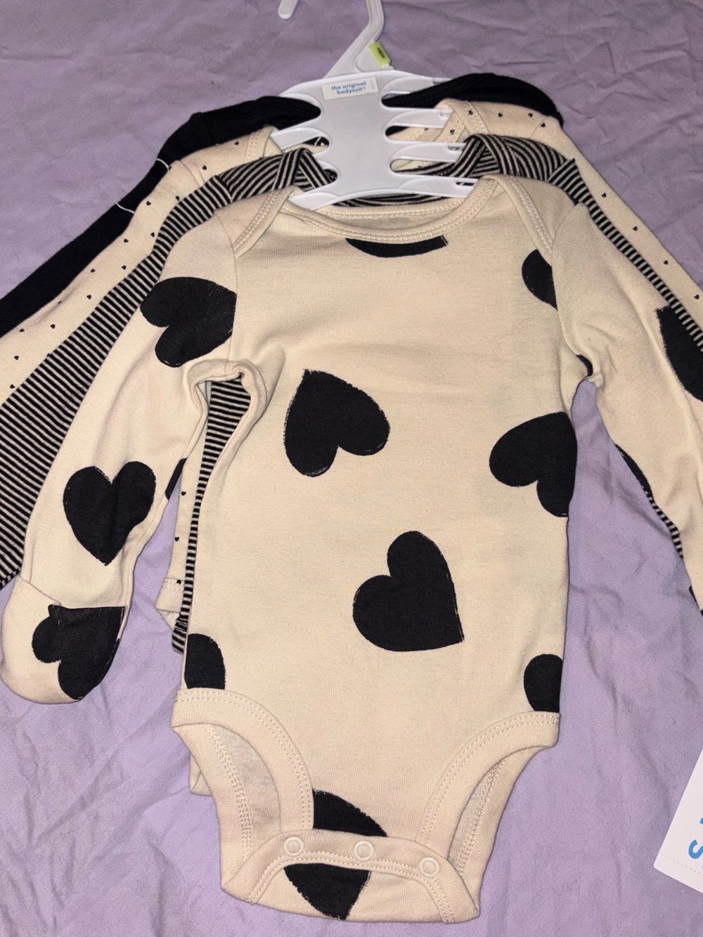 NWT Carter's Baby Girl 4-Pack Long Sleeve Bodysuits 3 Months Bunny Heart